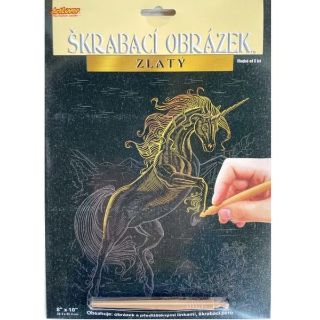 Obrázek z Škrabací obrázek zlatý - jednorožec 